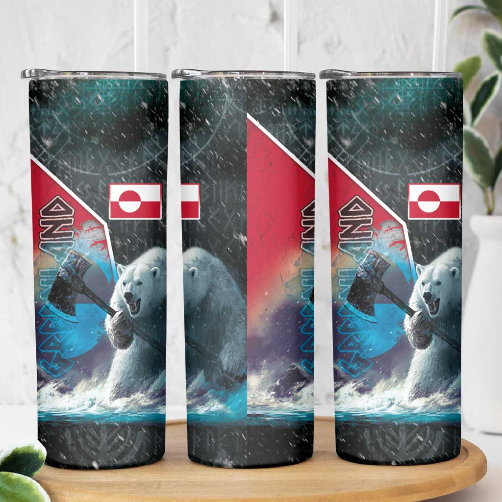 Greenland Skinny Tumbler Polar Bear Warrior Fight for Kalaallit Nunaat