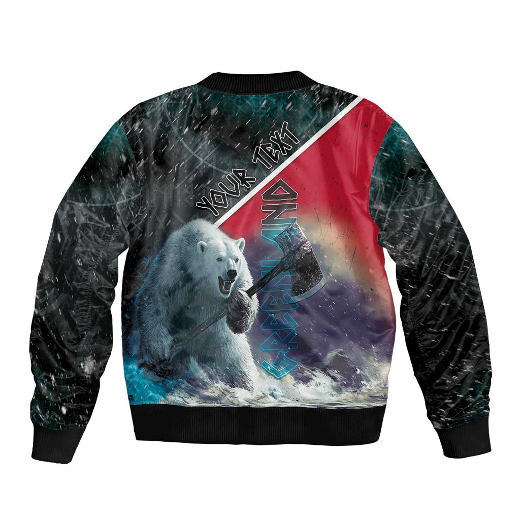 Personalized Greenland Sleeve Zip Bomber Jacket Polar Bear Warrior Fight for Kalaallit Nunaat