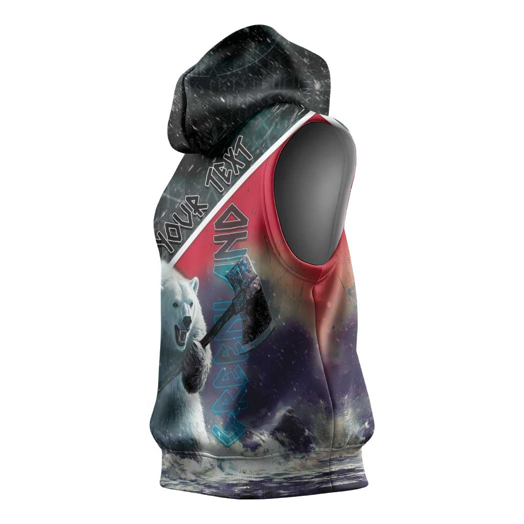 Personalized Greenland Sleeveless Hoodie Polar Bear Warrior Fight for Kalaallit Nunaat