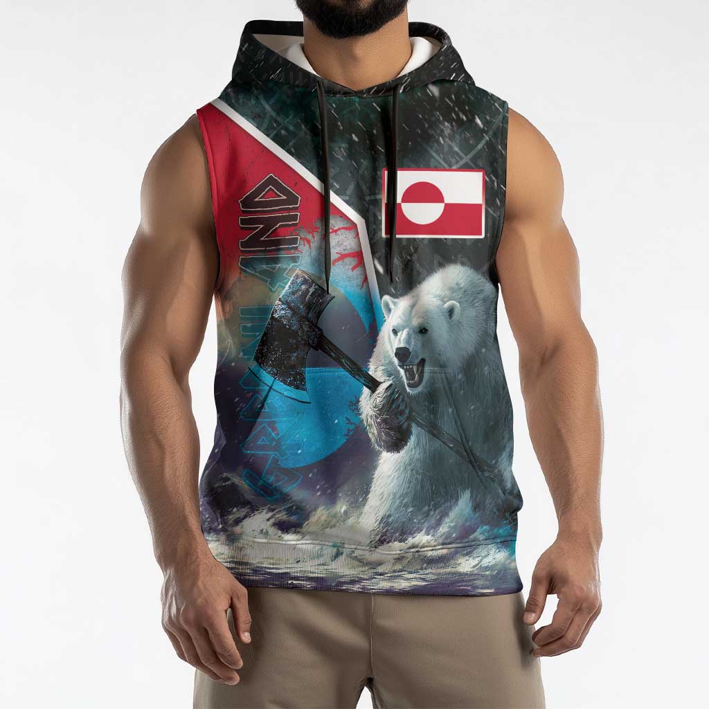 Personalized Greenland Sleeveless Hoodie Polar Bear Warrior Fight for Kalaallit Nunaat