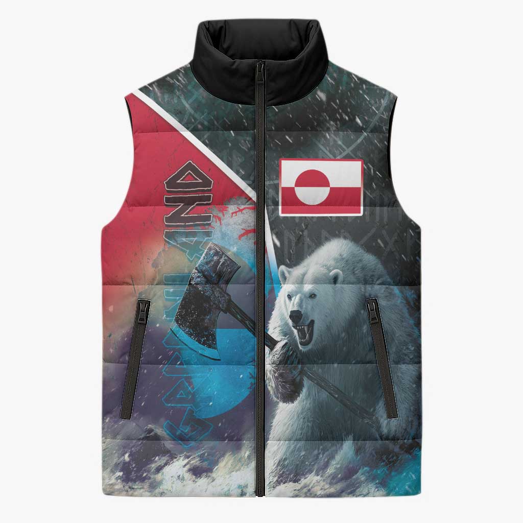 Personalized Greenland Sleeveless Puffer Jacket Polar Bear Warrior Fight for Kalaallit Nunaat