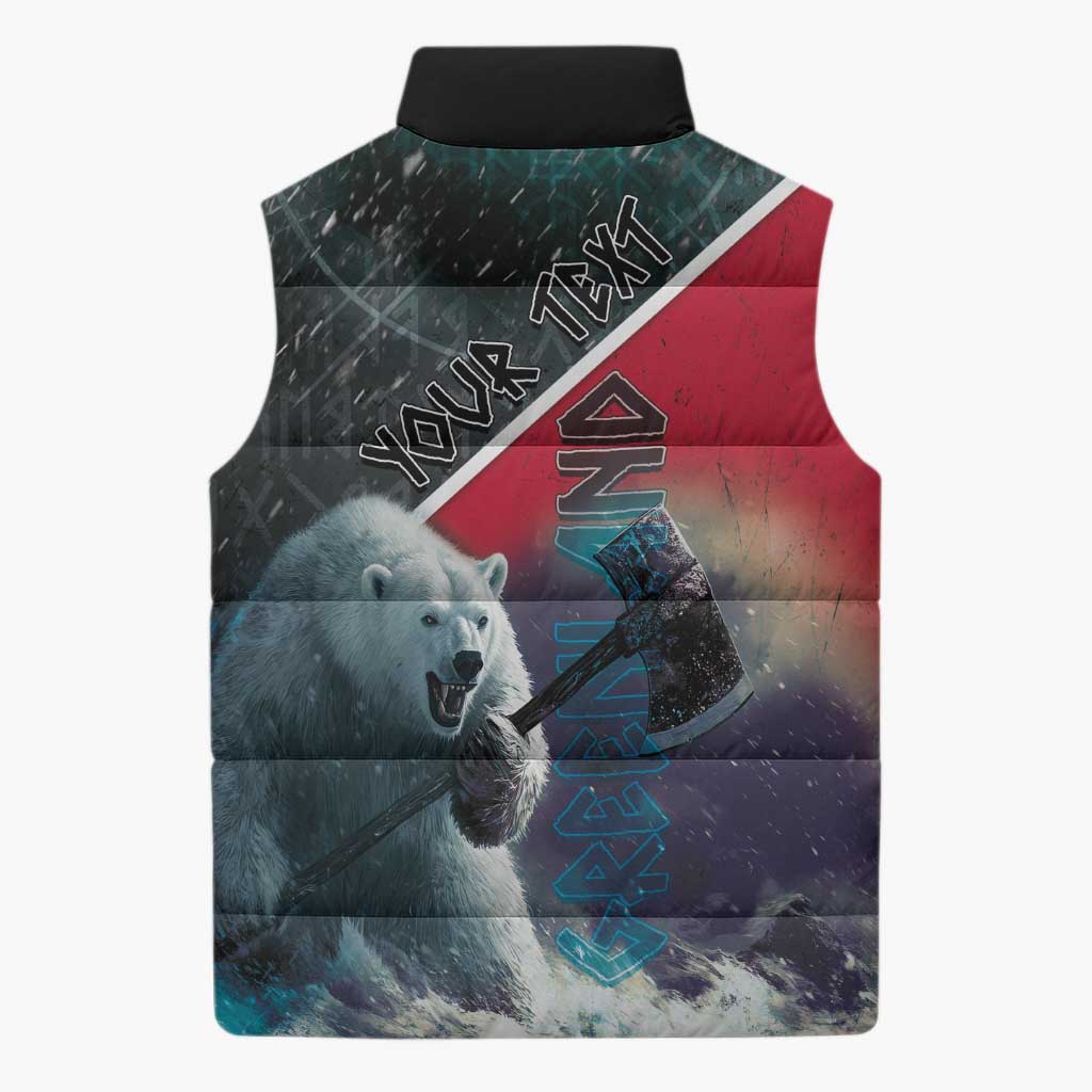 Personalized Greenland Sleeveless Puffer Jacket Polar Bear Warrior Fight for Kalaallit Nunaat