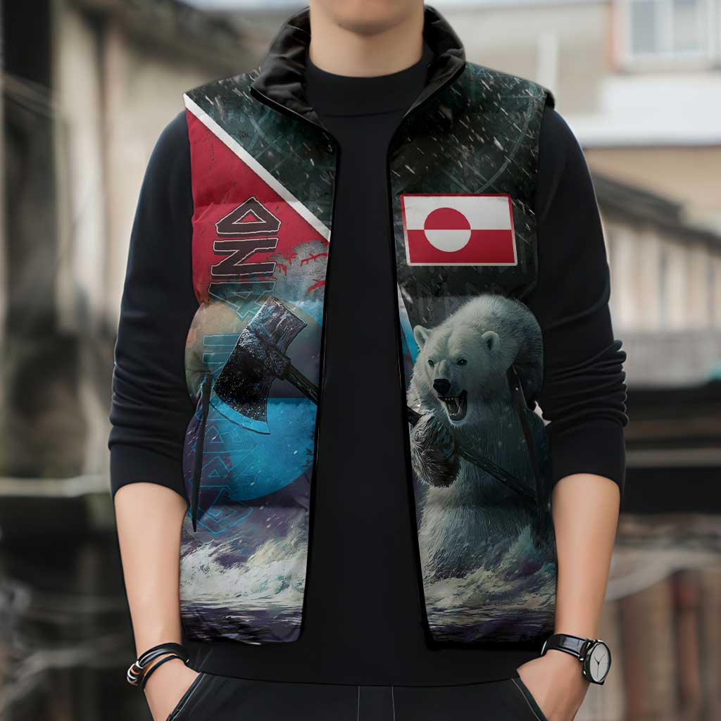 Personalized Greenland Sleeveless Puffer Jacket Polar Bear Warrior Fight for Kalaallit Nunaat