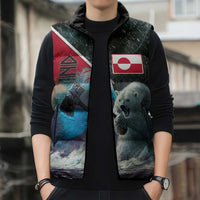 Personalized Greenland Sleeveless Puffer Jacket Polar Bear Warrior Fight for Kalaallit Nunaat