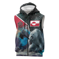 Personalized Greenland Sleeveless Zip Hoodie Polar Bear Warrior Fight for Kalaallit Nunaat