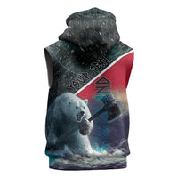Personalized Greenland Sleeveless Zip Hoodie Polar Bear Warrior Fight for Kalaallit Nunaat