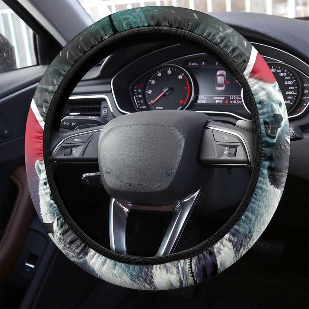 Greenland Steering Wheel Cover Polar Bear Warrior Fight for Kalaallit Nunaat