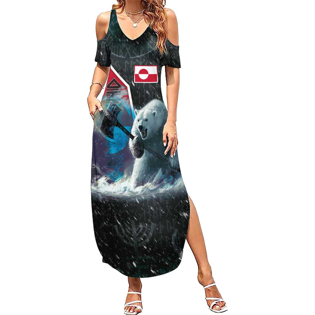 Personalized Greenland Summer Maxi Dress Polar Bear Warrior Fight for Kalaallit Nunaat