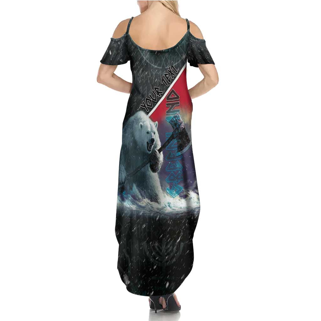 Personalized Greenland Summer Maxi Dress Polar Bear Warrior Fight for Kalaallit Nunaat