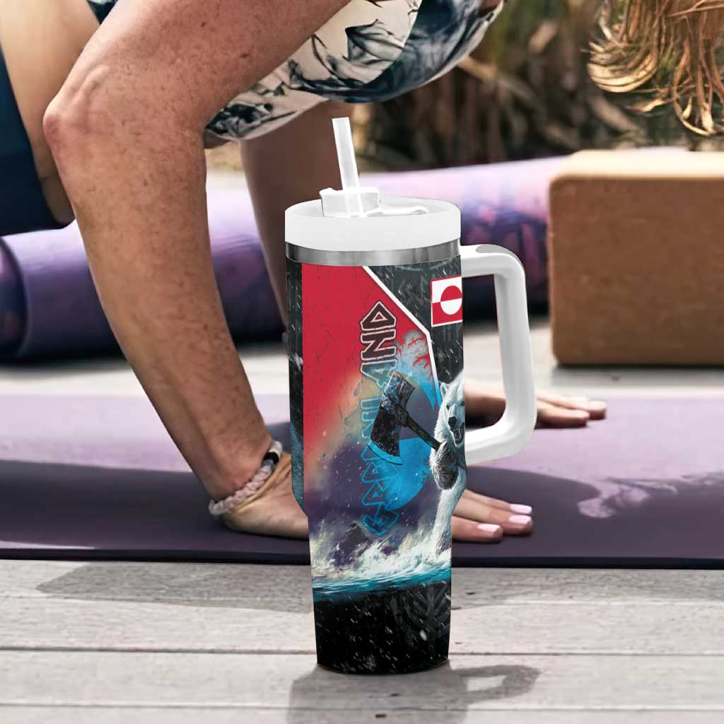 Greenland Tumbler With Handle Polar Bear Warrior Fight for Kalaallit Nunaat