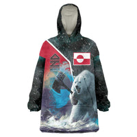 Personalized Greenland Wearable Blanket Hoodie Polar Bear Warrior Fight for Kalaallit Nunaat