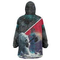 Personalized Greenland Wearable Blanket Hoodie Polar Bear Warrior Fight for Kalaallit Nunaat