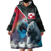 Personalized Greenland Wearable Blanket Hoodie Polar Bear Warrior Fight for Kalaallit Nunaat