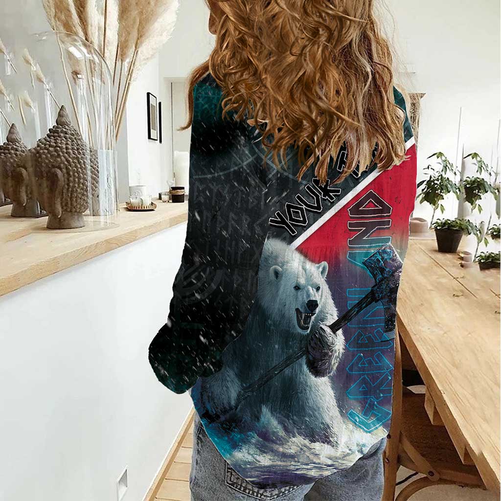 Personalized Greenland Women Casual Shirt Polar Bear Warrior Fight for Kalaallit Nunaat