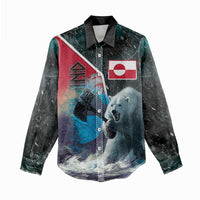 Personalized Greenland Women Casual Shirt Polar Bear Warrior Fight for Kalaallit Nunaat