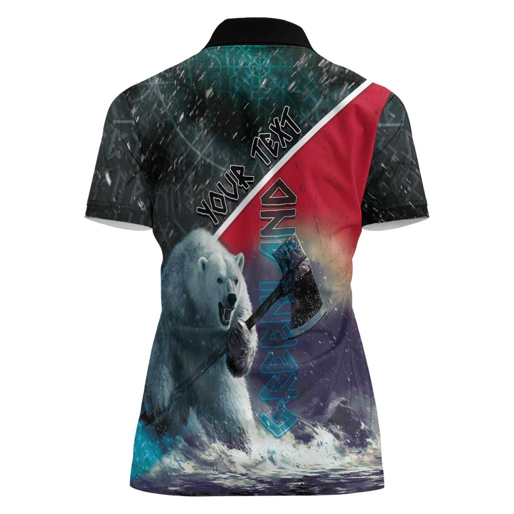 Personalized Greenland Women Polo Shirt Polar Bear Warrior Fight for Kalaallit Nunaat