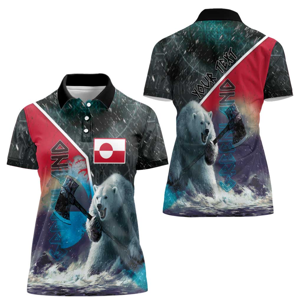 Personalized Greenland Women Polo Shirt Polar Bear Warrior Fight for Kalaallit Nunaat