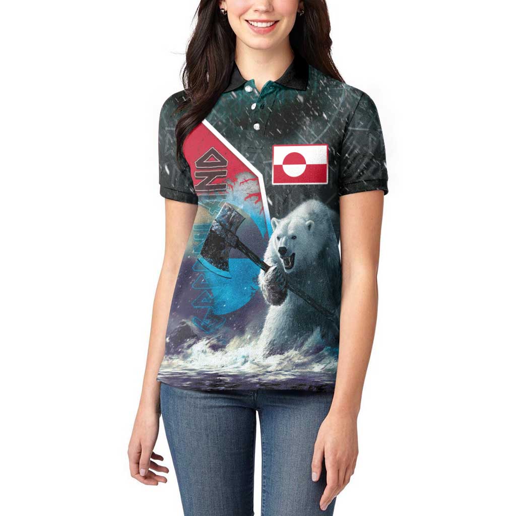 Personalized Greenland Women Polo Shirt Polar Bear Warrior Fight for Kalaallit Nunaat