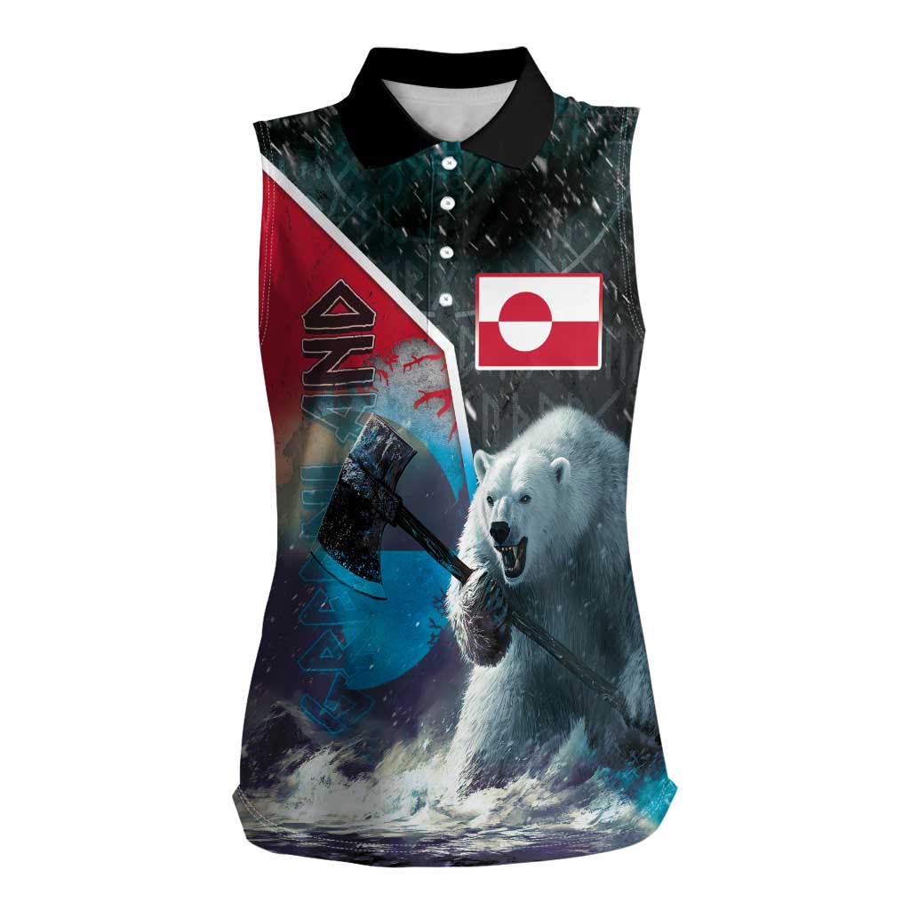 Personalized Greenland Women Sleeveless Polo Shirt Polar Bear Warrior Fight for Kalaallit Nunaat