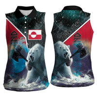 Personalized Greenland Women Sleeveless Polo Shirt Polar Bear Warrior Fight for Kalaallit Nunaat