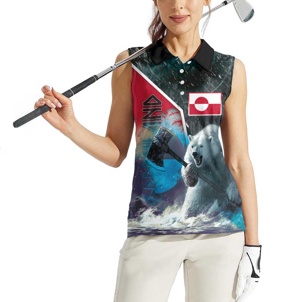 Personalized Greenland Women Sleeveless Polo Shirt Polar Bear Warrior Fight for Kalaallit Nunaat