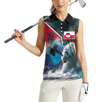 Personalized Greenland Women Sleeveless Polo Shirt Polar Bear Warrior Fight for Kalaallit Nunaat