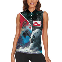 Personalized Greenland Women Sleeveless Polo Shirt Polar Bear Warrior Fight for Kalaallit Nunaat