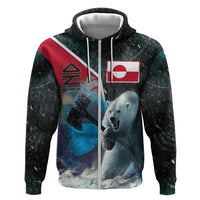 Personalized Greenland Zip Hoodie Polar Bear Warrior Fight for Kalaallit Nunaat