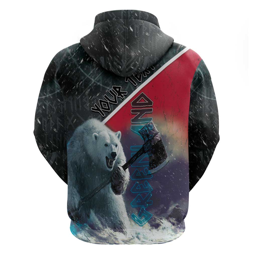 Personalized Greenland Zip Hoodie Polar Bear Warrior Fight for Kalaallit Nunaat
