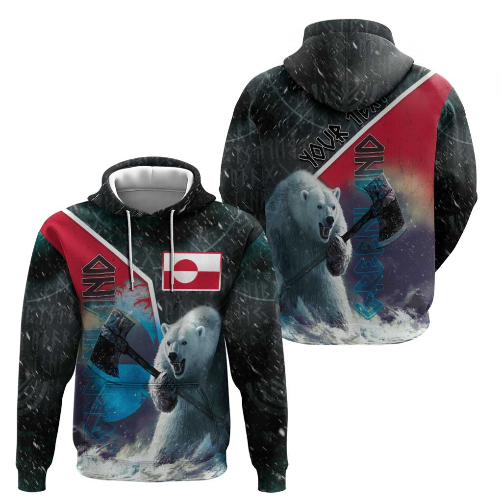 Personalized Greenland Zip Hoodie Polar Bear Warrior Fight for Kalaallit Nunaat