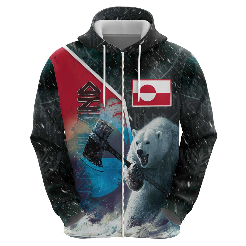 Personalized Greenland Zip Hoodie Polar Bear Warrior Fight for Kalaallit Nunaat