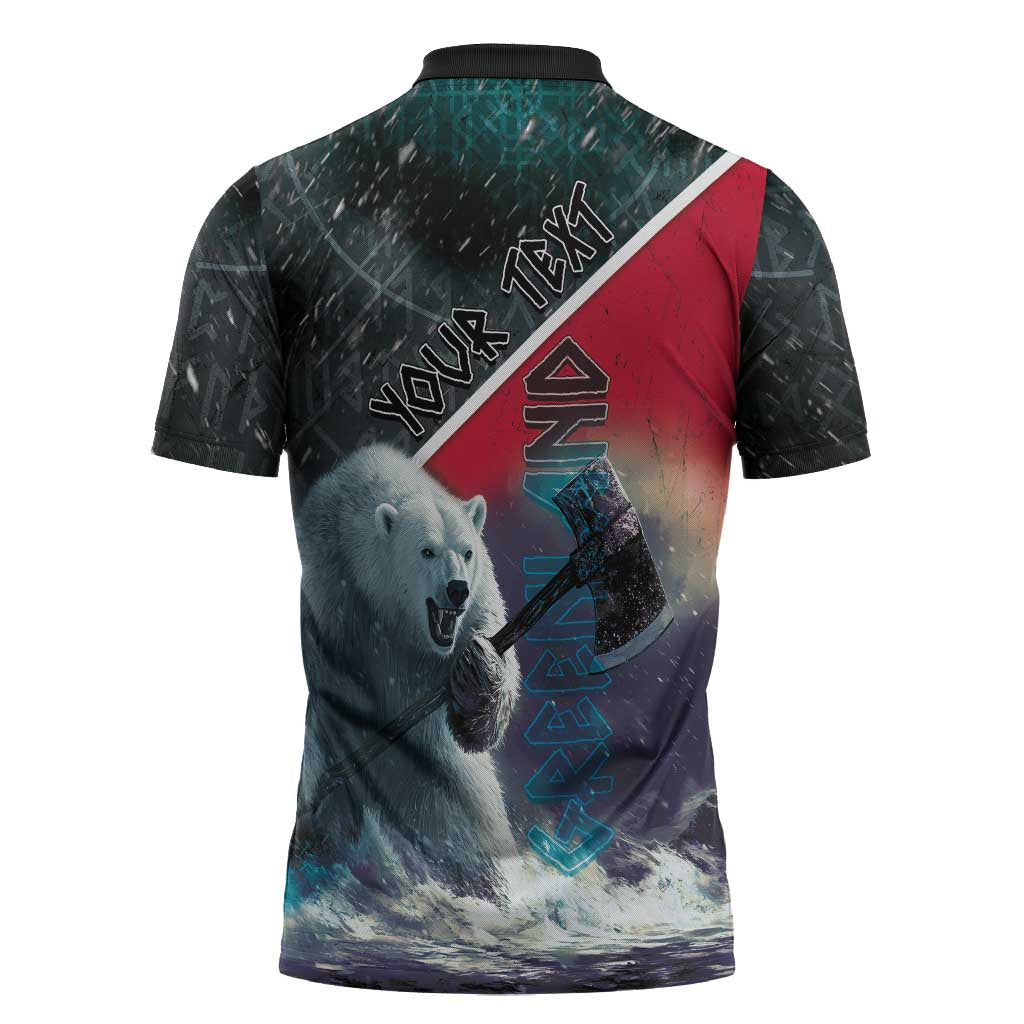 Personalized Greenland Zipper Polo Shirt Polar Bear Warrior Fight for Kalaallit Nunaat