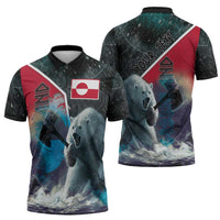 Personalized Greenland Zipper Polo Shirt Polar Bear Warrior Fight for Kalaallit Nunaat