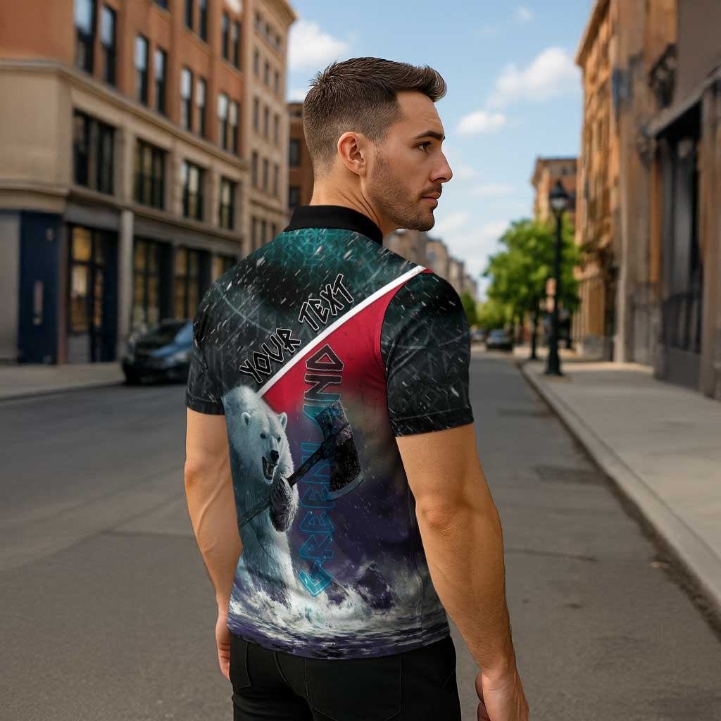 Personalized Greenland Zipper Polo Shirt Polar Bear Warrior Fight for Kalaallit Nunaat