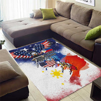 Philippine-American Friendship Area Rug USA Eagle and Philippines Flag with The Maps
