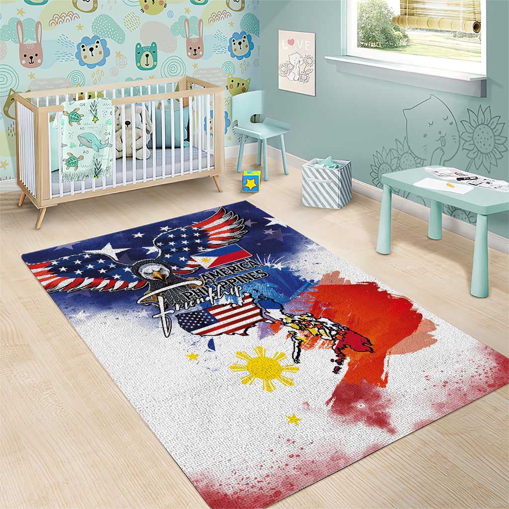 Philippine-American Friendship Area Rug USA Eagle and Philippines Flag with The Maps