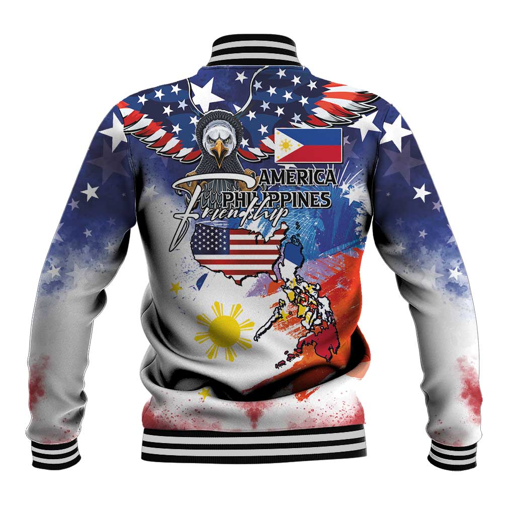 Philippine-American Friendship Baseball Jacket USA Eagle and Philippines Flag with The Maps