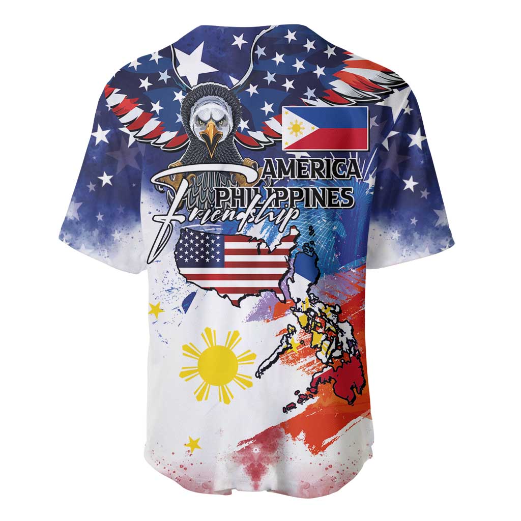 Philippine-American Friendship Baseball Jersey USA Eagle and Philippines Flag with The Maps
