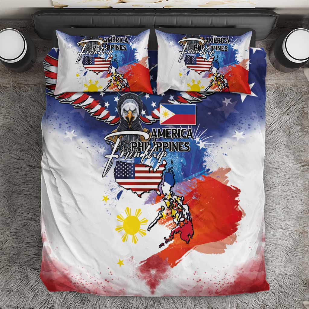 Philippine-American Friendship Bedding Set USA Eagle and Philippines Flag with The Maps