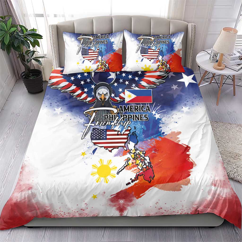 Philippine-American Friendship Bedding Set USA Eagle and Philippines Flag with The Maps