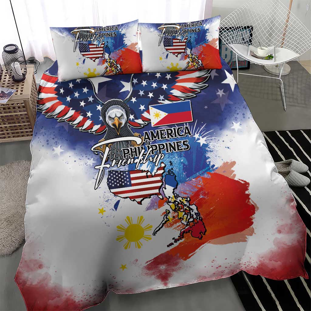 Philippine-American Friendship Bedding Set USA Eagle and Philippines Flag with The Maps