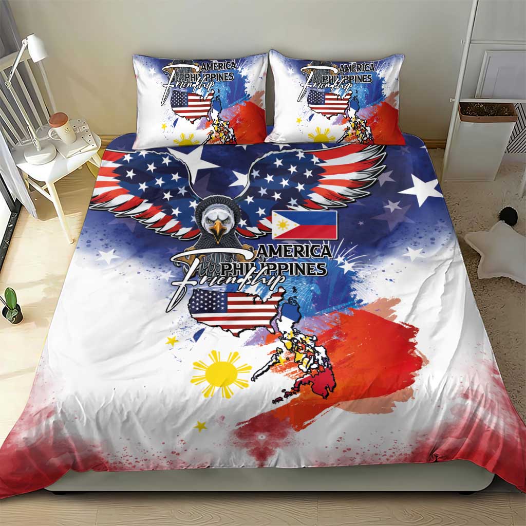 Philippine-American Friendship Bedding Set USA Eagle and Philippines Flag with The Maps