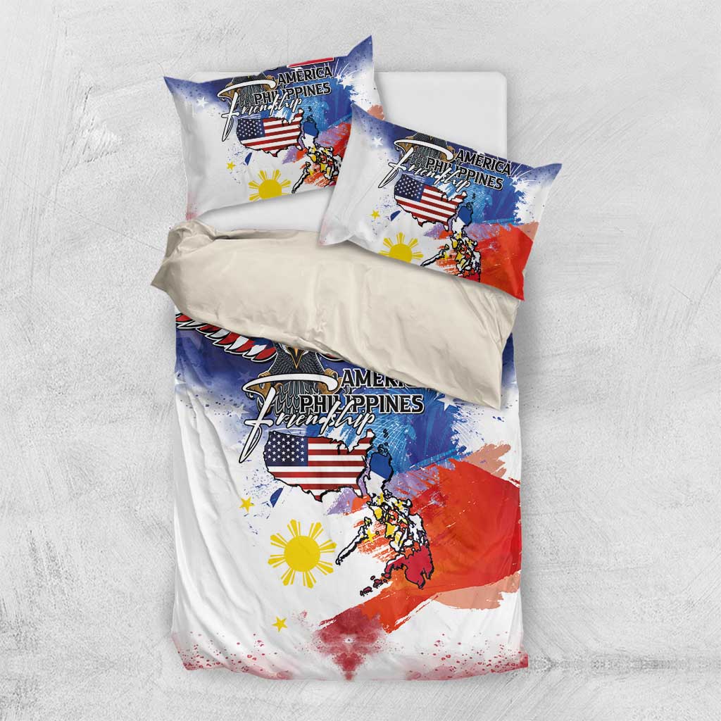 Philippine-American Friendship Bedding Set USA Eagle and Philippines Flag with The Maps
