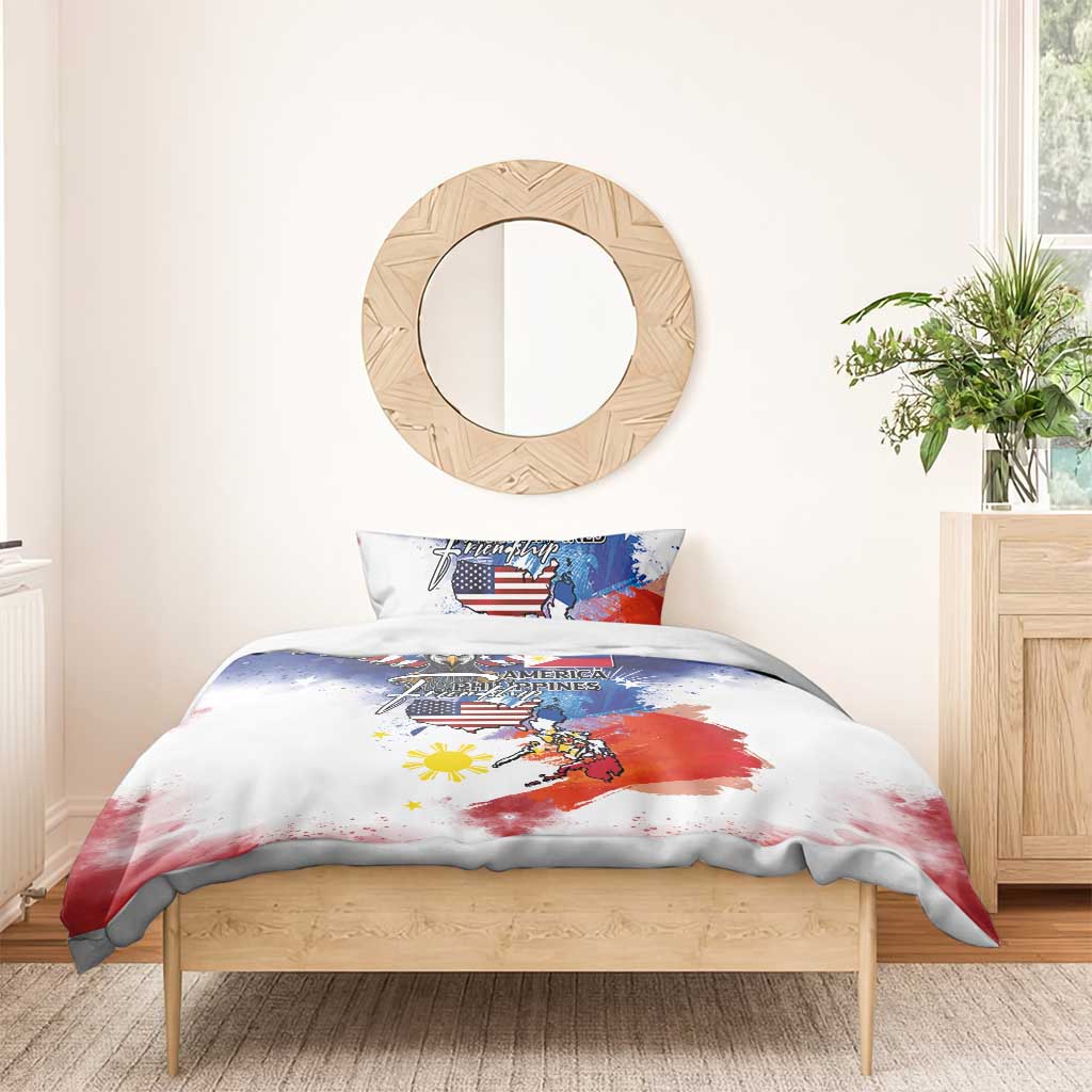 Philippine-American Friendship Bedding Set USA Eagle and Philippines Flag with The Maps