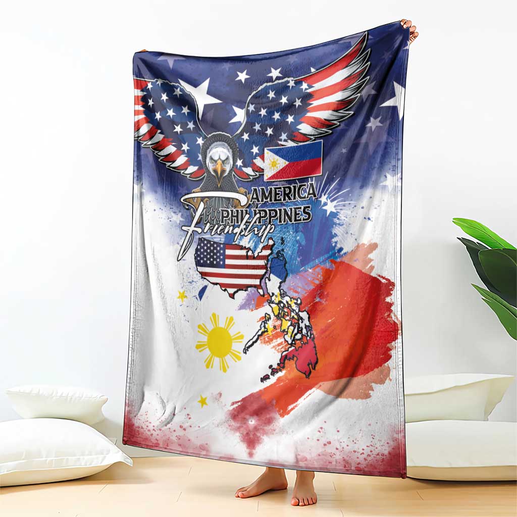 Philippine-American Friendship Blanket USA Eagle and Philippines Flag with The Maps