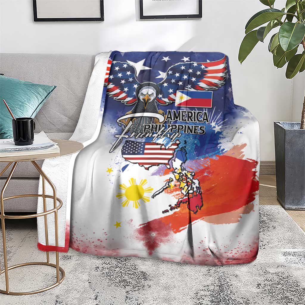 Philippine-American Friendship Blanket USA Eagle and Philippines Flag with The Maps