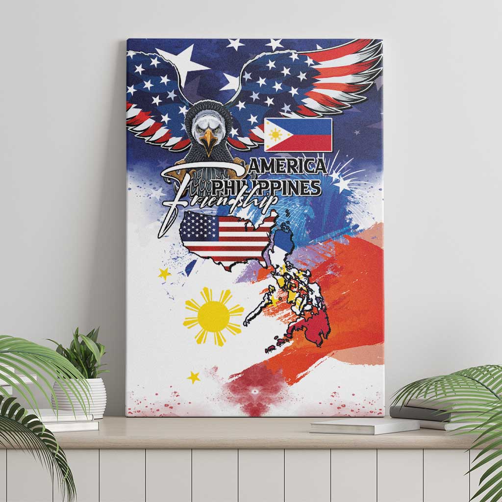 Philippine-American Friendship Canvas Wall Art USA Eagle and Philippines Flag with The Maps
