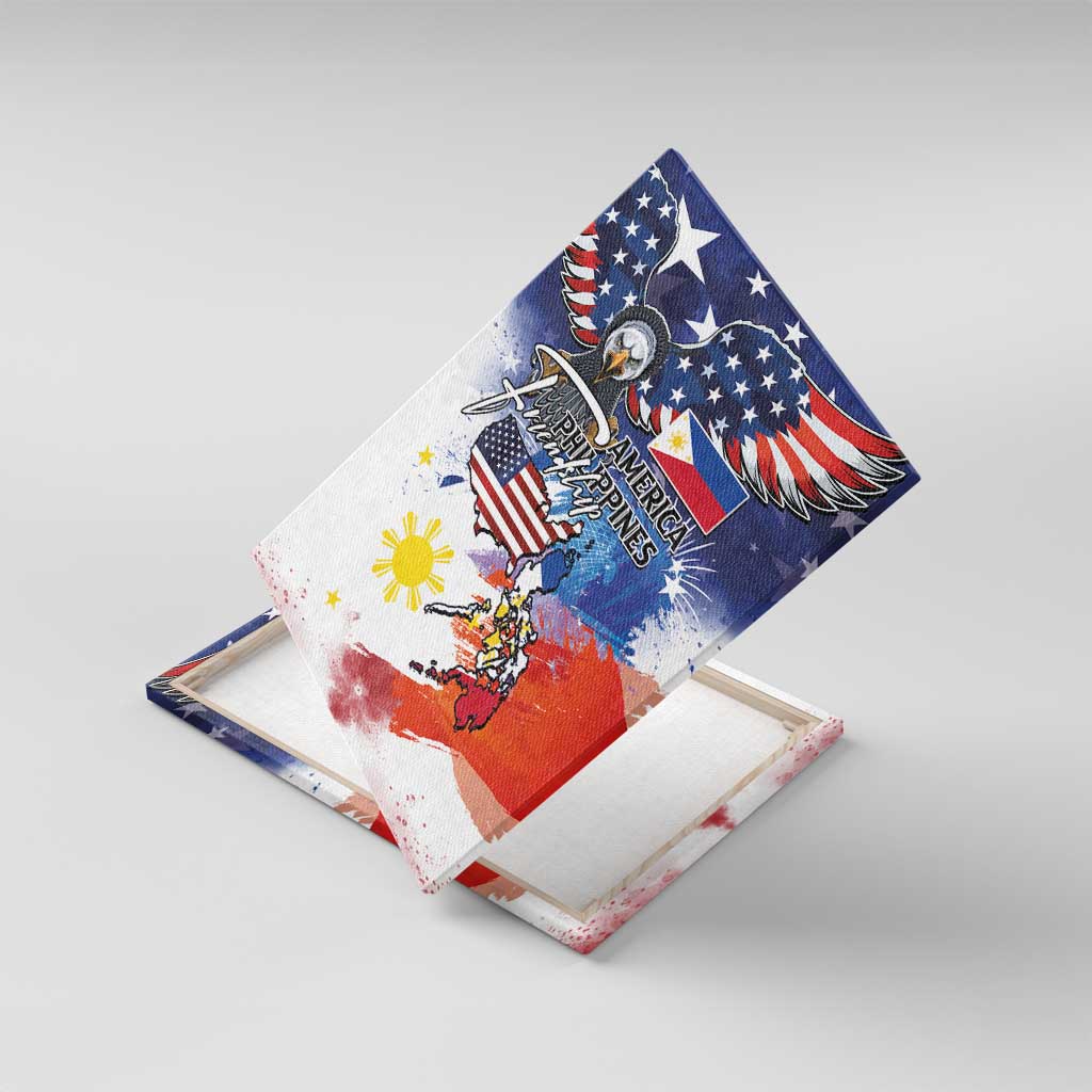 Philippine-American Friendship Canvas Wall Art USA Eagle and Philippines Flag with The Maps