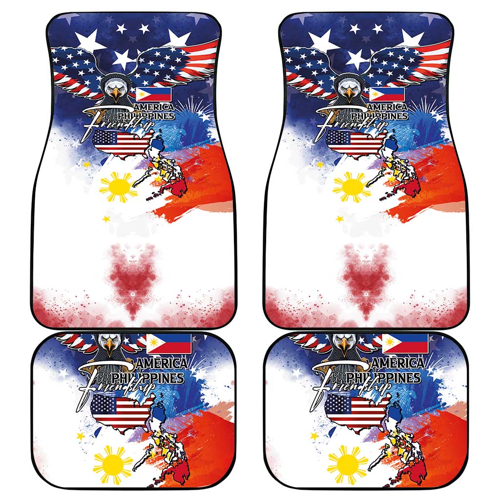 Philippine-American Friendship Car Mats USA Eagle and Philippines Flag with The Maps