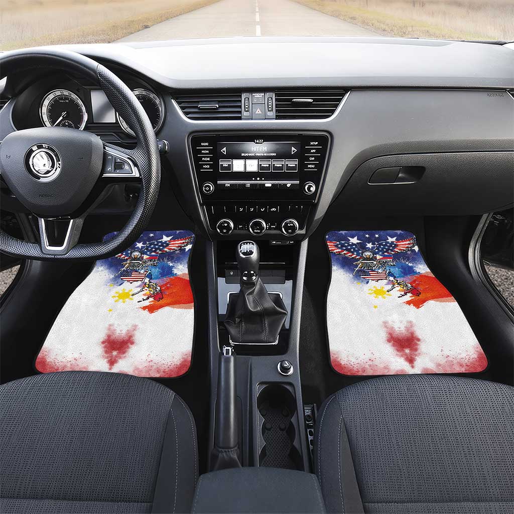 Philippine-American Friendship Car Mats USA Eagle and Philippines Flag with The Maps